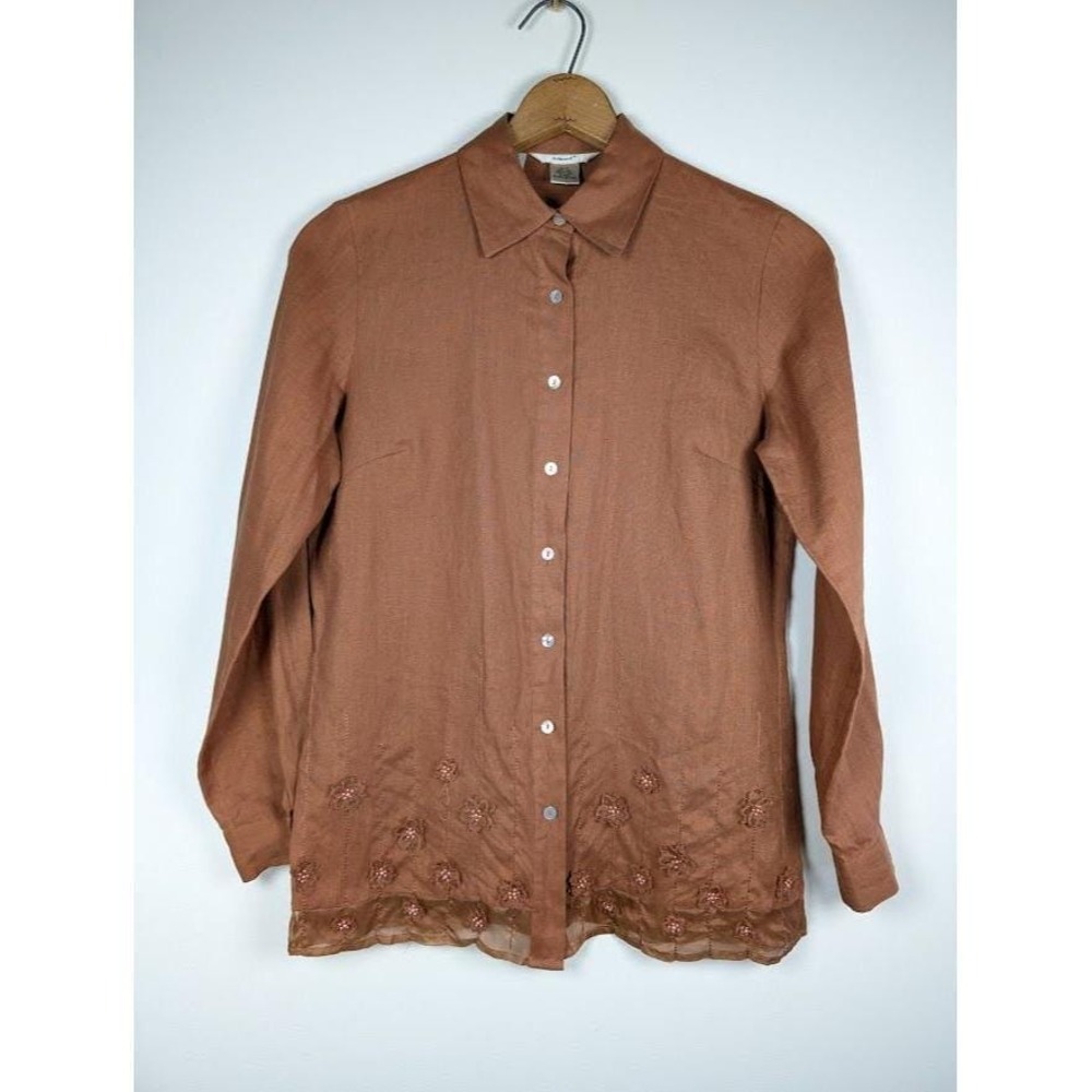edward Irish Linen Tunic Top Size Small Embroidered Cottagecore Lagenlook Beach